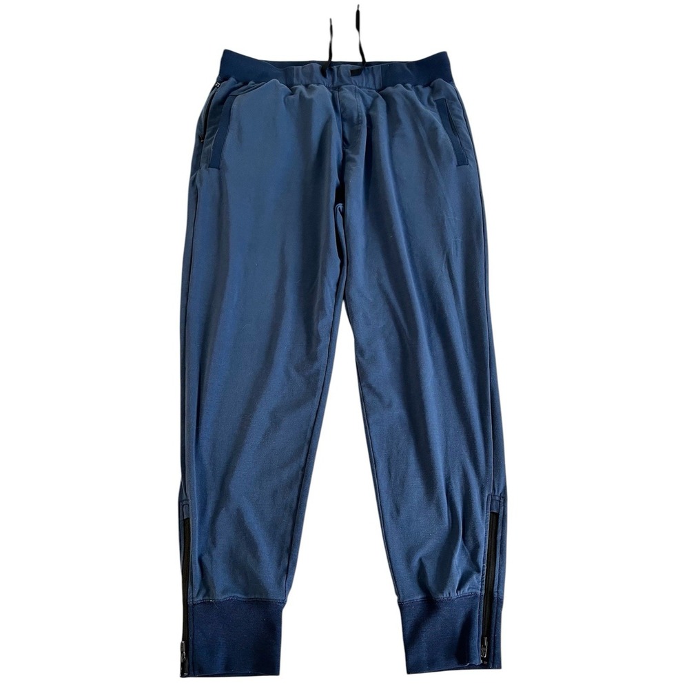 Tommy John Men's Go Anywhere Collection Jogger Pants Blue Drawstring Ankle Zip L